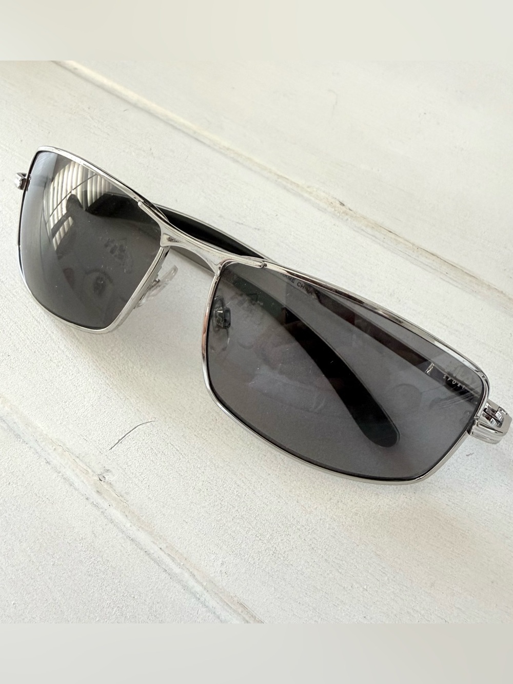 FILA Sport F2021 Rectangle Sunglasses Silver Metal Gray Lens Y2K Unisex